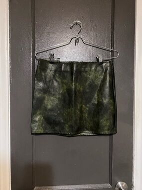 Green Faux Leather Skirt